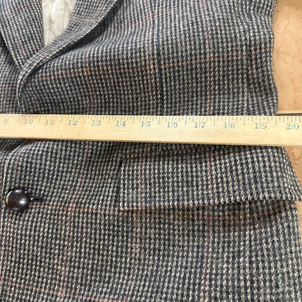 Evan Picone 40R Brown Multi Color Wool  Tweed Herringbone Jacket ELBOW PATCHES